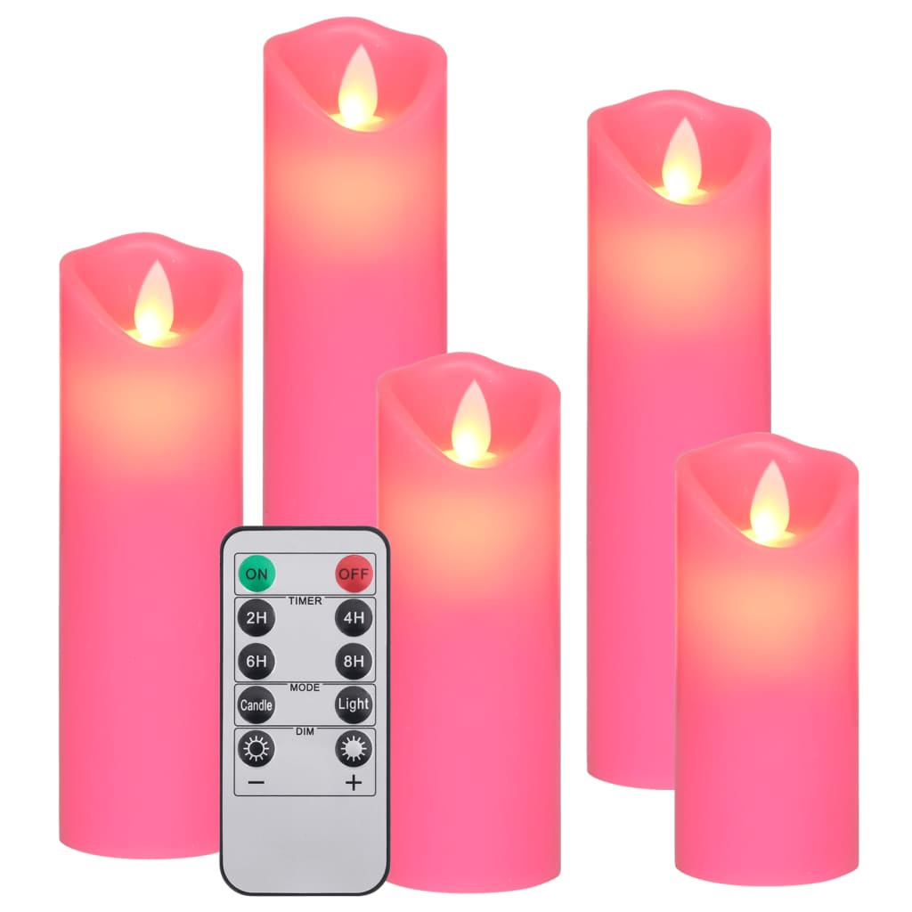 Bougies électriques Rose à LED avec télécommande 5pcs
